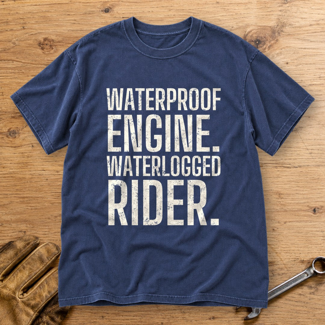 Waterlogged Rider Premium T-Shirt - Navy - bench