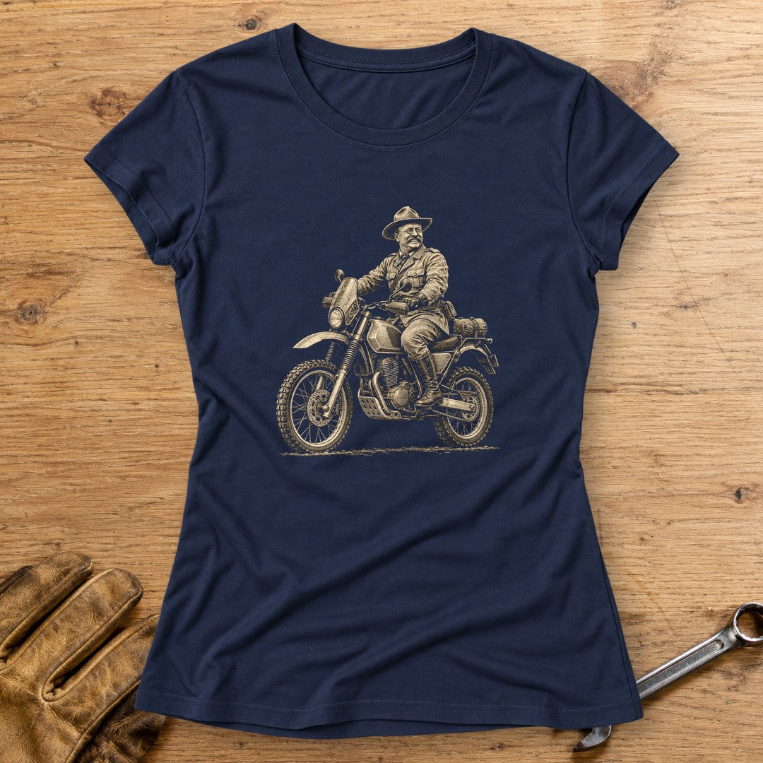Theodore Roosevelt Rough Rider Women's T-Shirt - Navy - bench