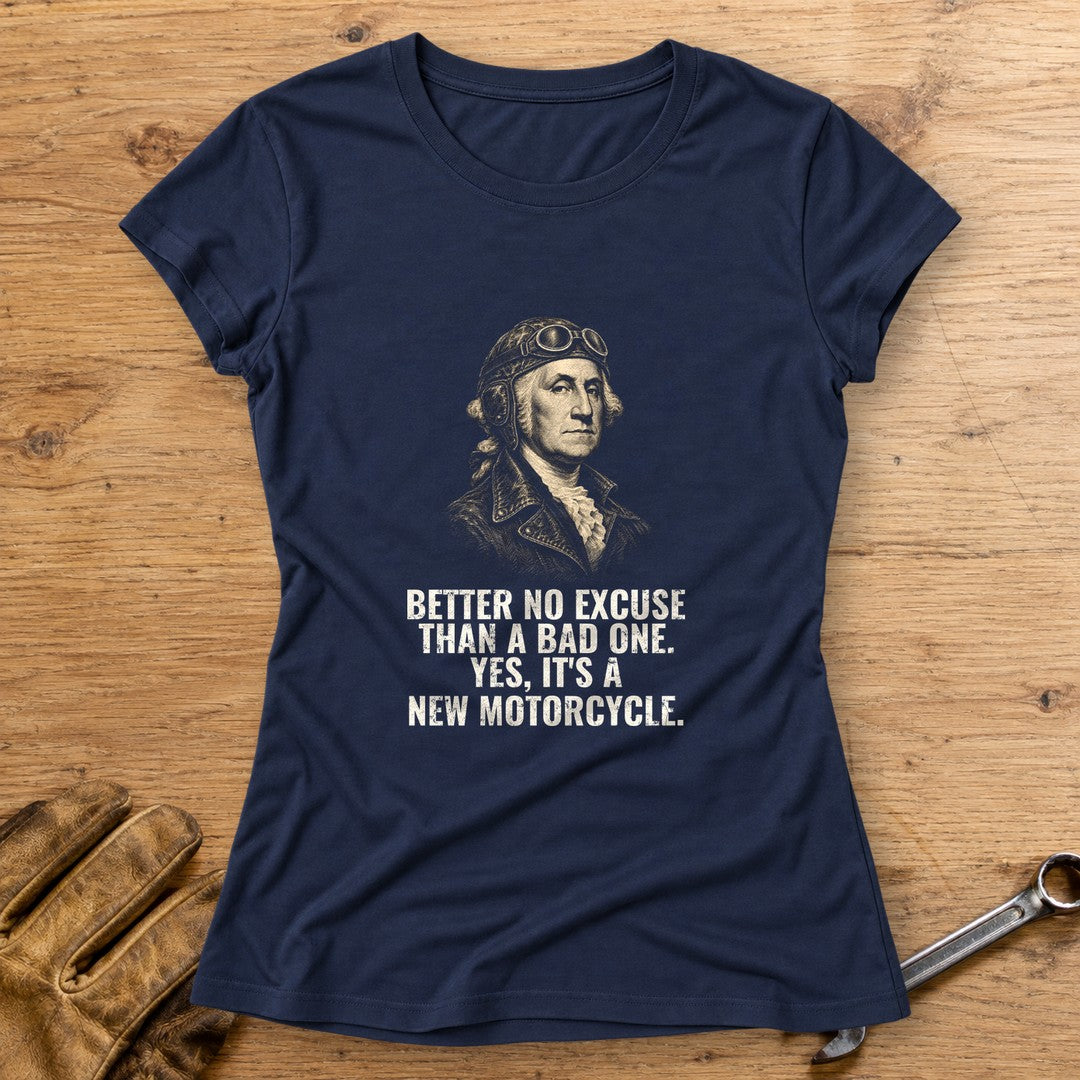 George Washington Better No Excuse Women's T-Shirt - Navy - bench