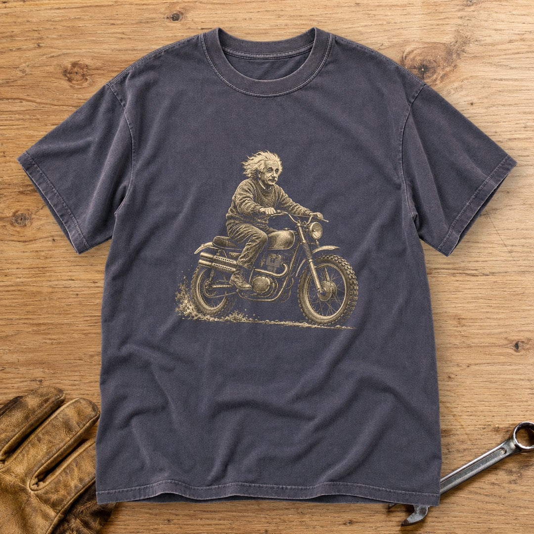 Albert Einstein Scrambler Premium T-Shirt - Navy - bench