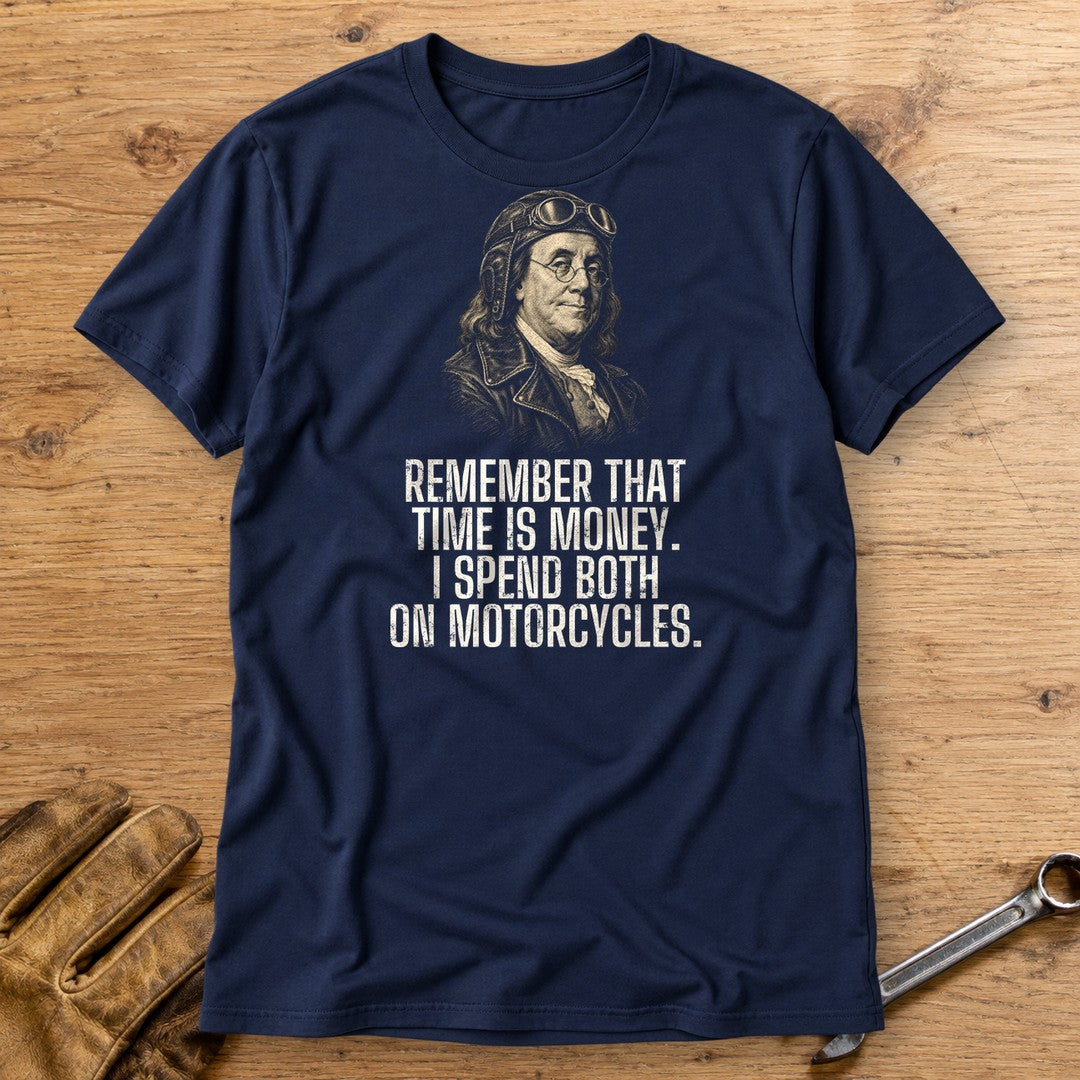 Benjamin Franklin Time Is Money T-Shirt - Navy - bench