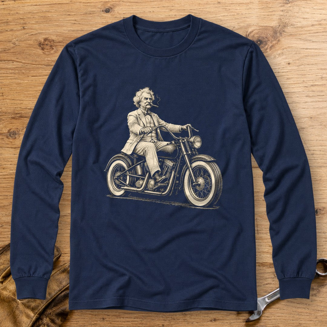 Mark Twain Cruiser Long Sleeve T-Shirt - Navy - bench