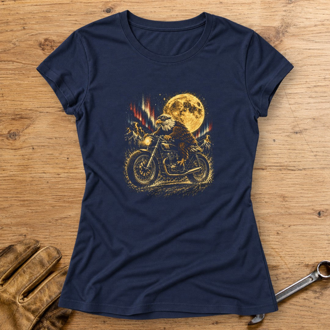 Moonlight Eagle Rider Women's T-Shirt - Navy - bench