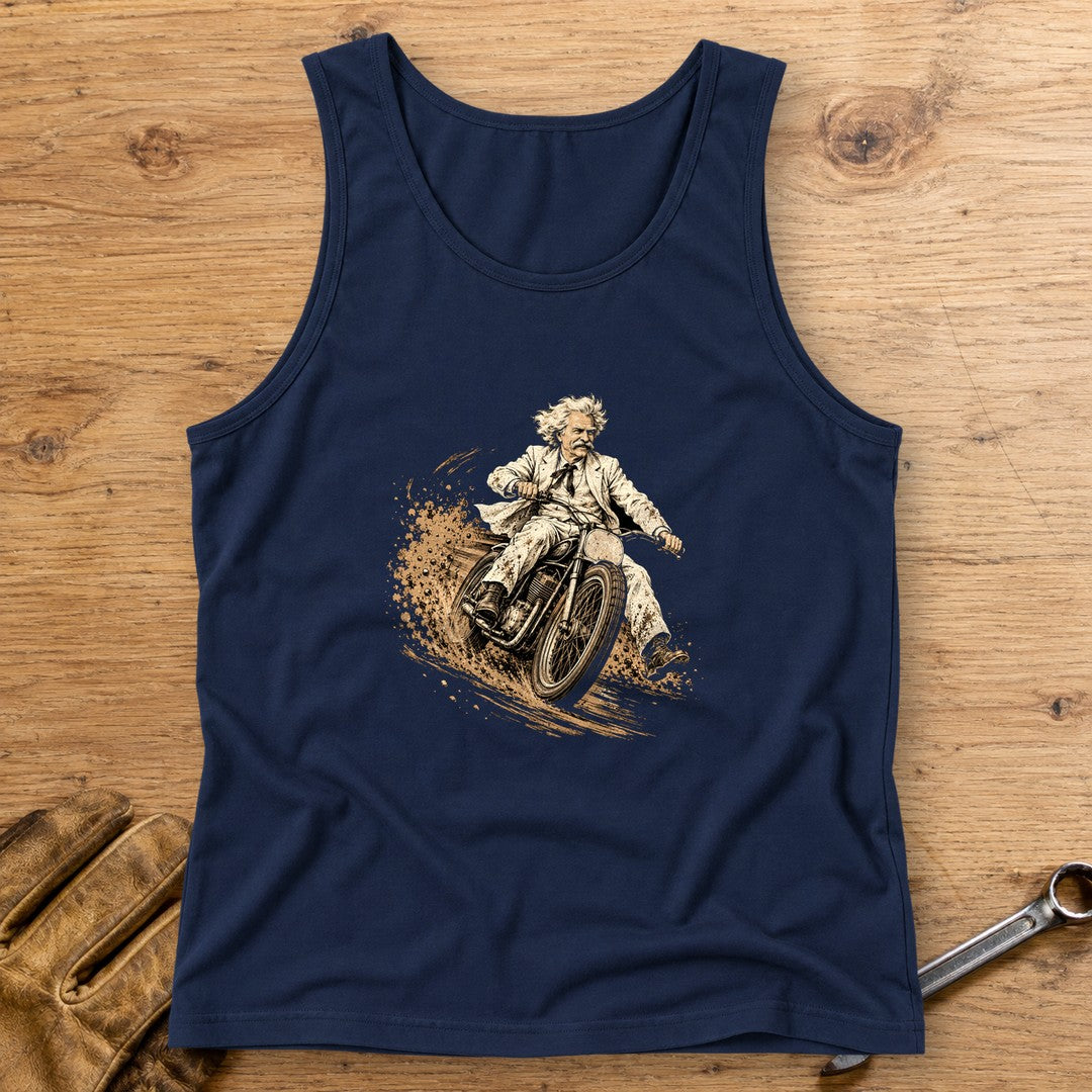 Mark Twain Dirt Track Tank Top - Navy - bench