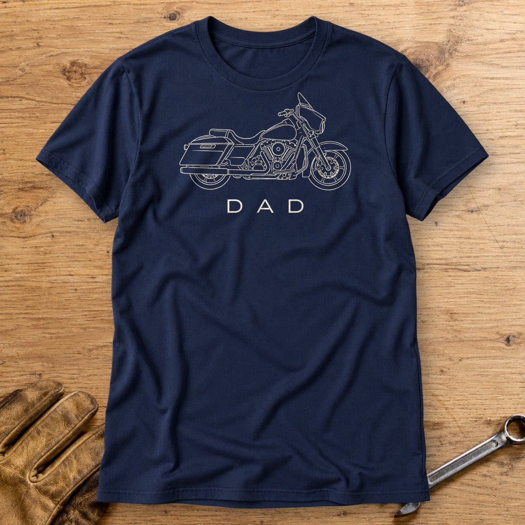 Biker Dad T-Shirt - Navy - bench
