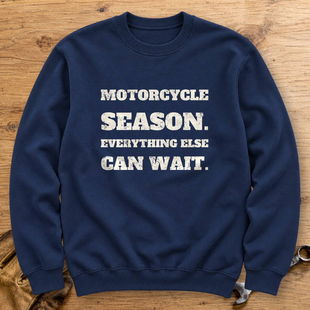 Motorcycle Season Crewneck Sweatshirt - Navy - bench