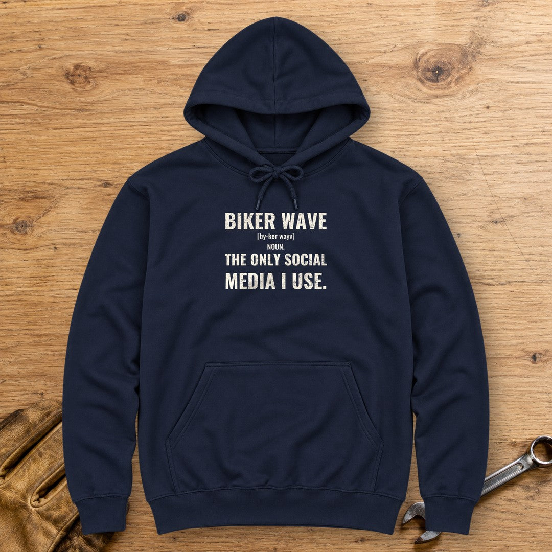 Biker Wave Hoodie - Navy - bench