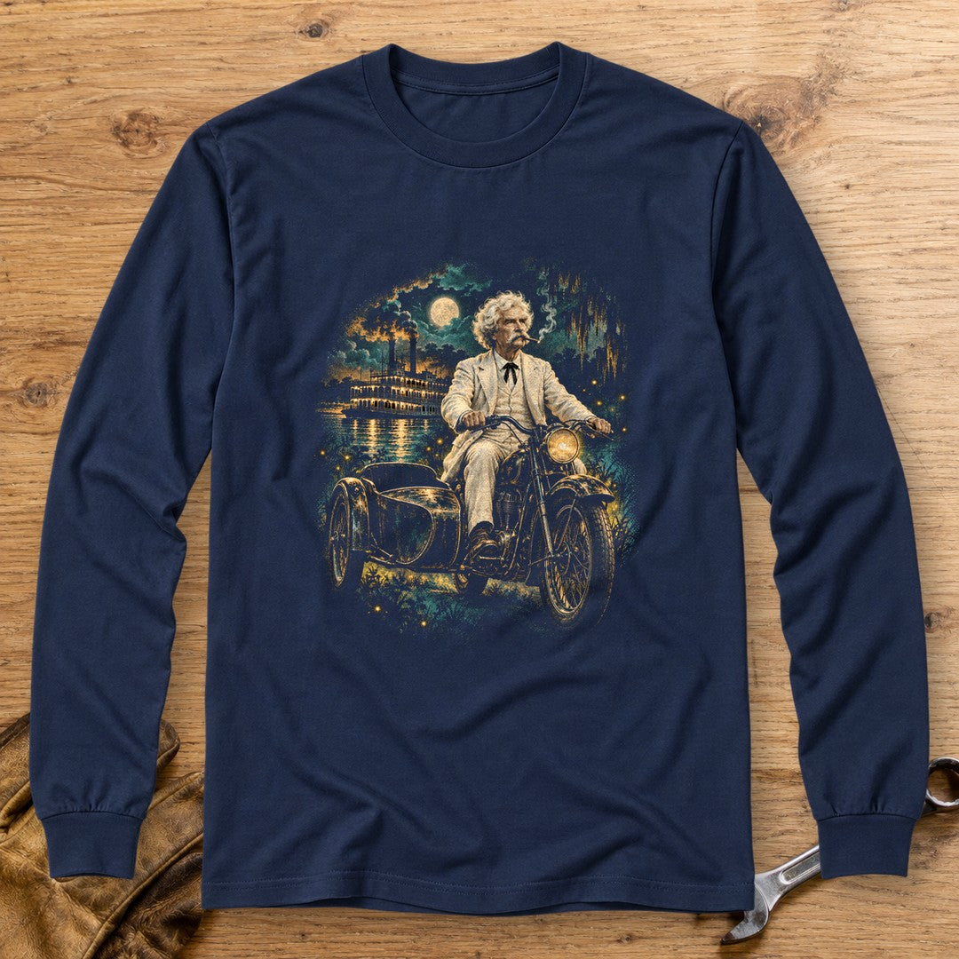 Mark Twain Sidecar Evening Long Sleeve T-Shirt - Navy - bench