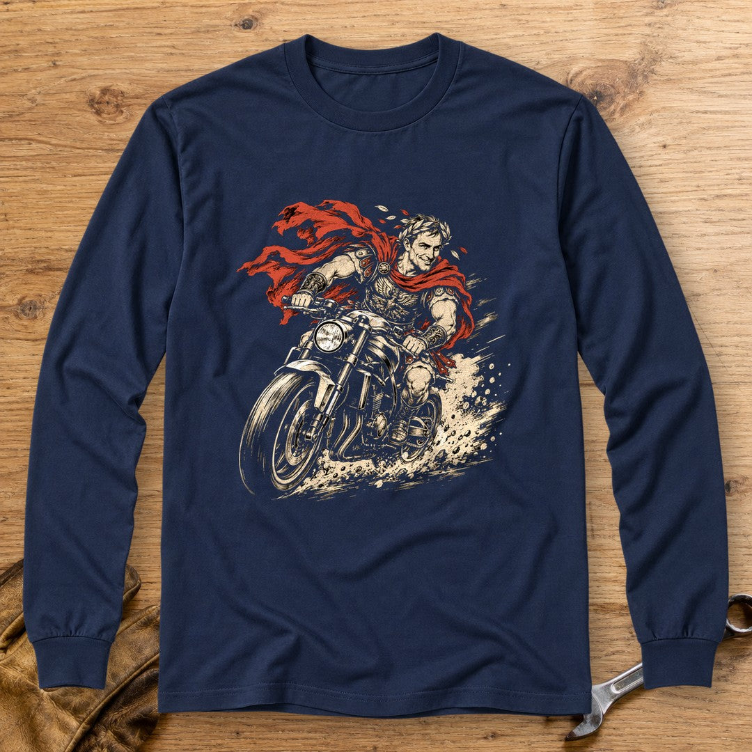 Julius Caesar Rides Long Sleeve T-Shirt - Navy - bench