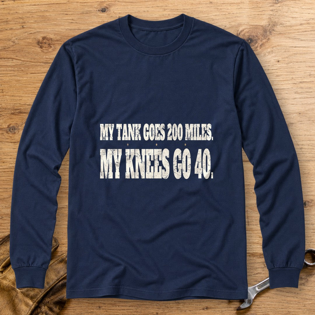 Knees Go Forty Long Sleeve T-Shirt - Navy - bench