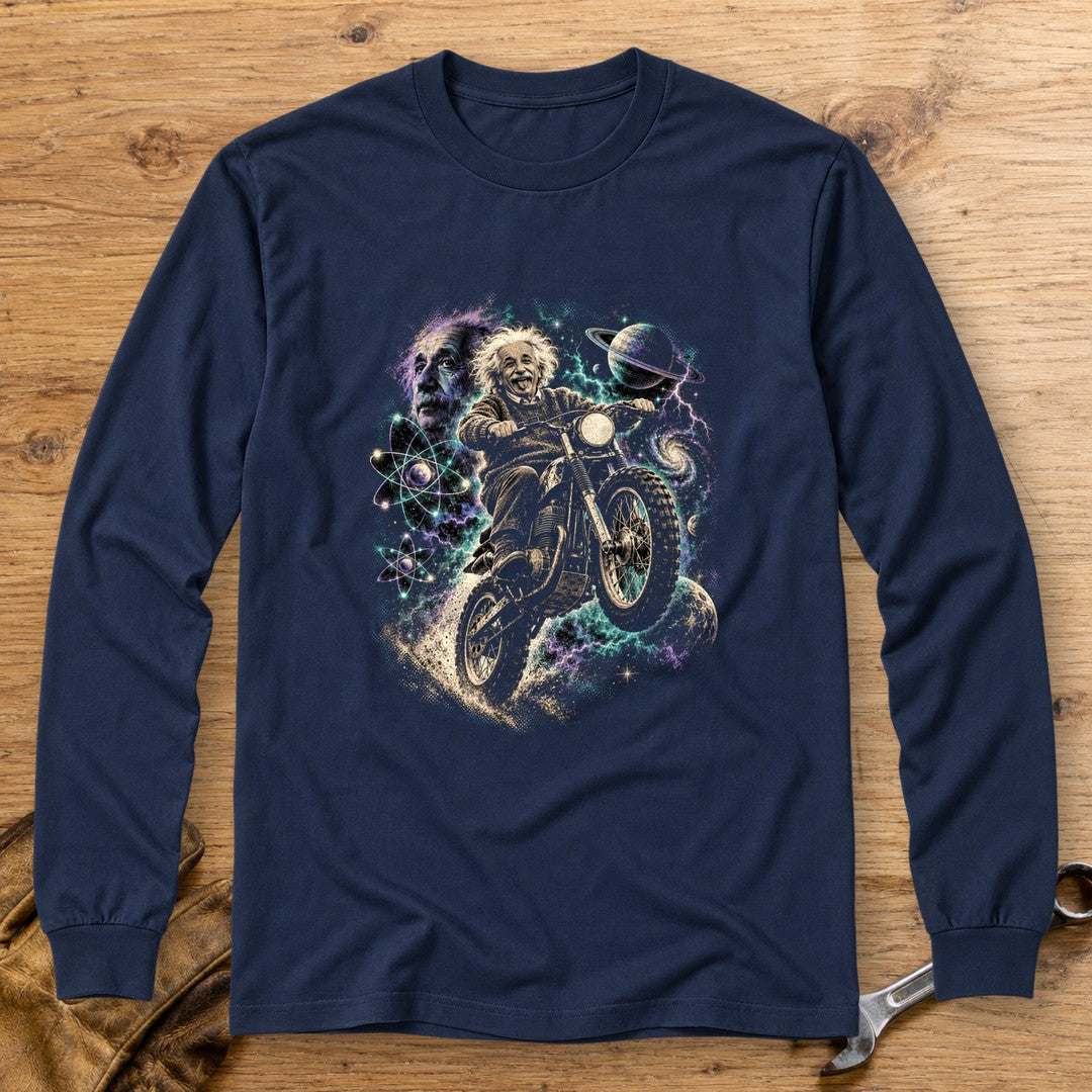 Albert Einstein Space Scrambler Long Sleeve T-Shirt - Navy - bench