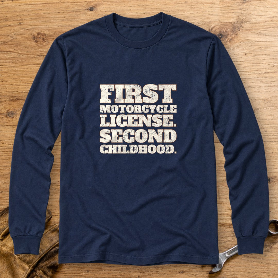 Second Childhood Long Sleeve T-Shirt - Navy - bench