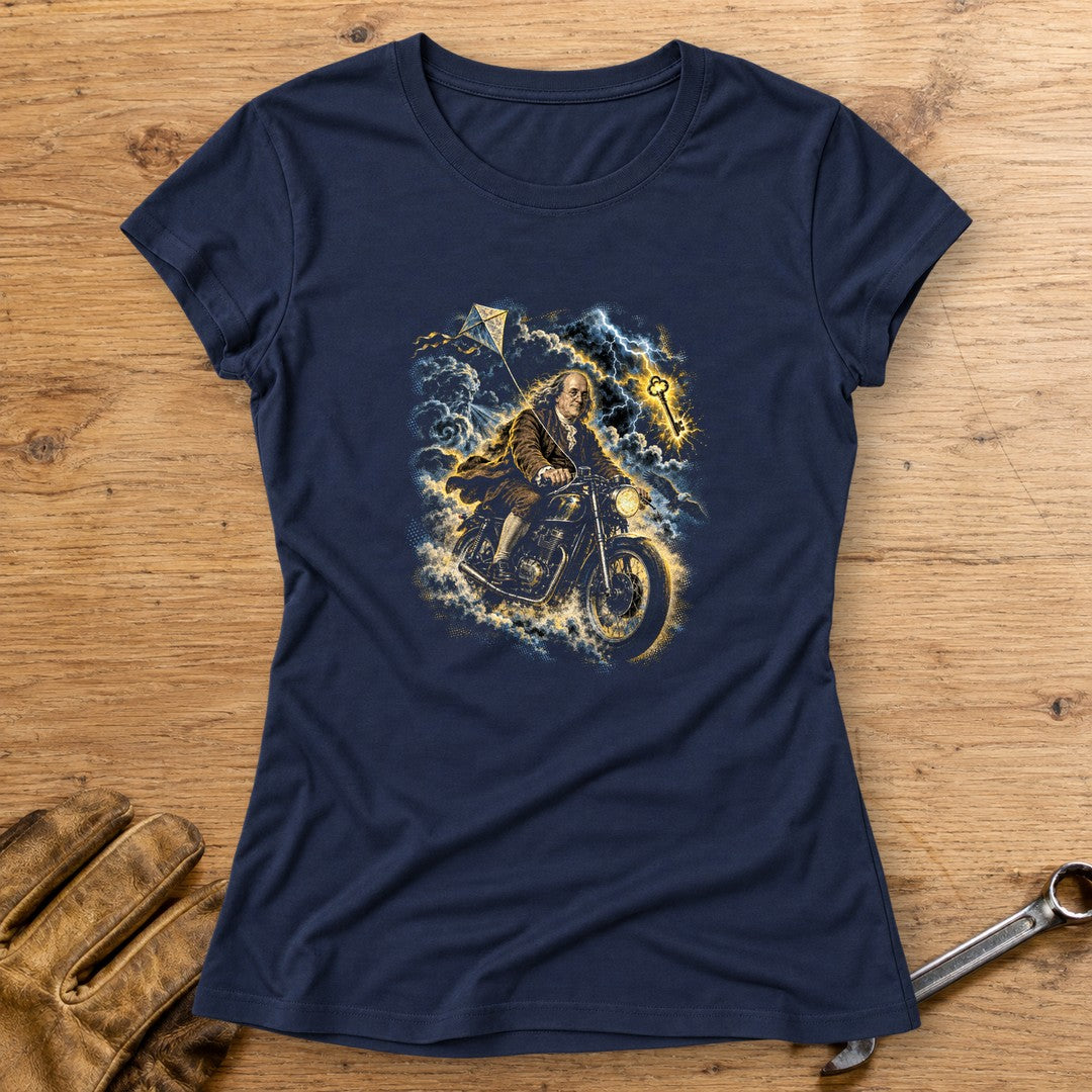 Benjamin Franklin Storm Rider Women's T-Shirt - Navy - bench