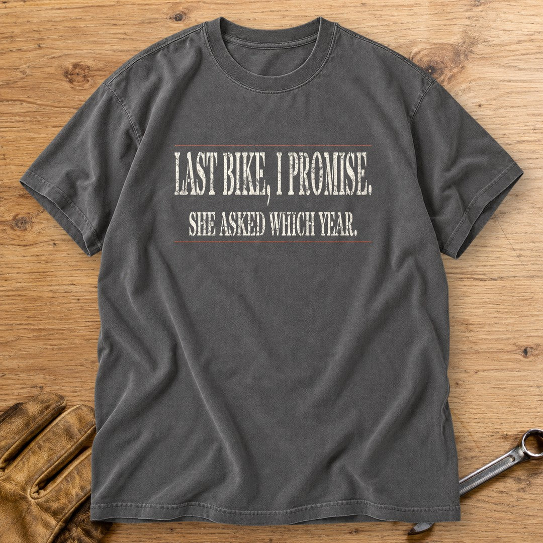 Last Bike Promise Premium T-Shirt - Pepper - bench