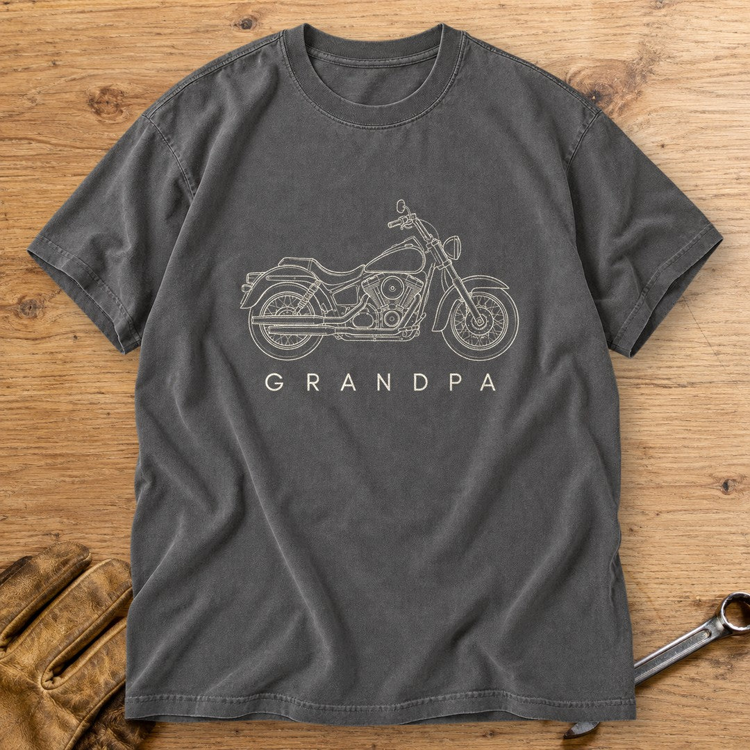 Biker Grandpa Premium T-Shirt - Pepper - bench