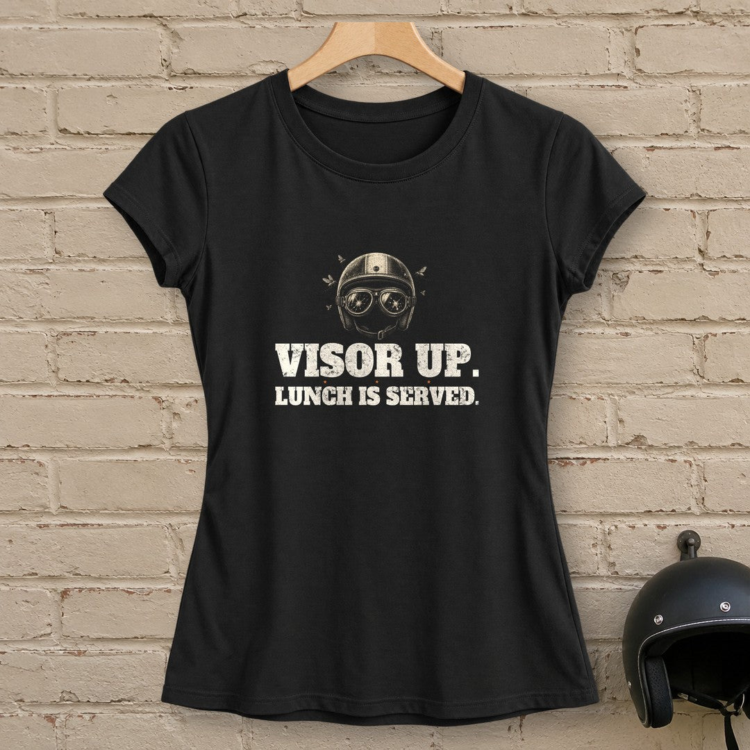 Visor Up Lunch Women's T-Shirt - Black - brick