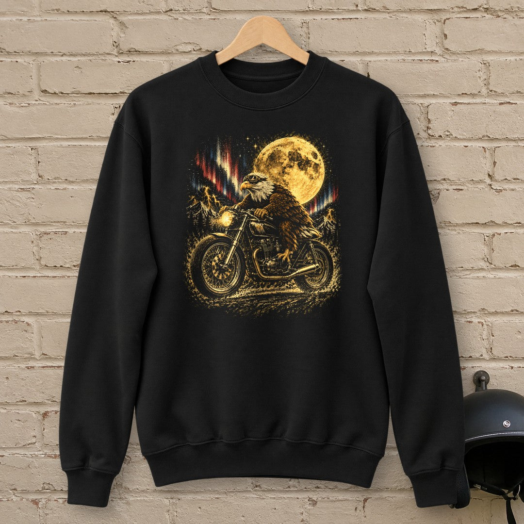 Moonlight Eagle Rider Crewneck Sweatshirt - Black - brick