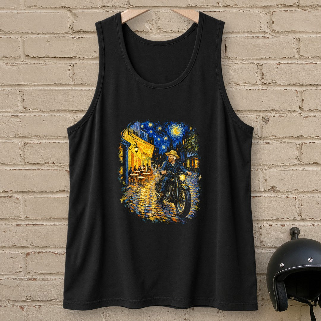 Vincent van Gogh Night Cafe Tank Top - Black - brick