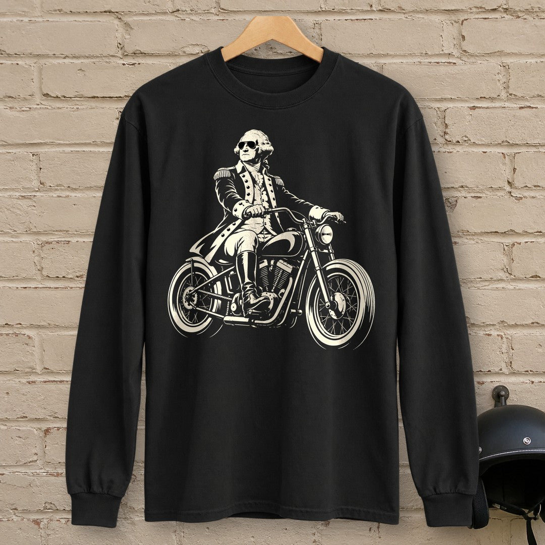George Washington Bobber Shades Long Sleeve T-Shirt - Black - brick