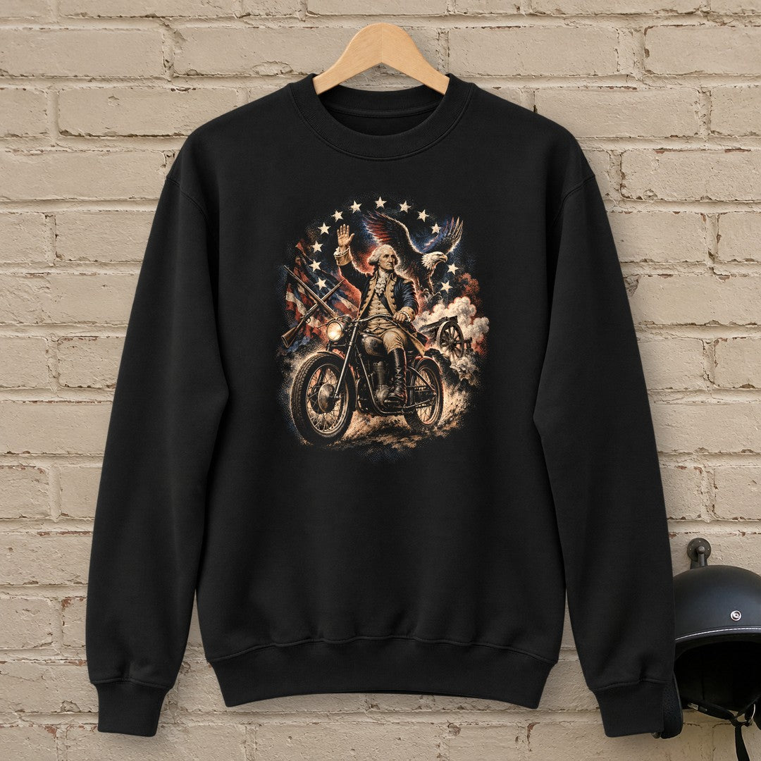 George Washington Rolls Out Crewneck Sweatshirt - Black - brick