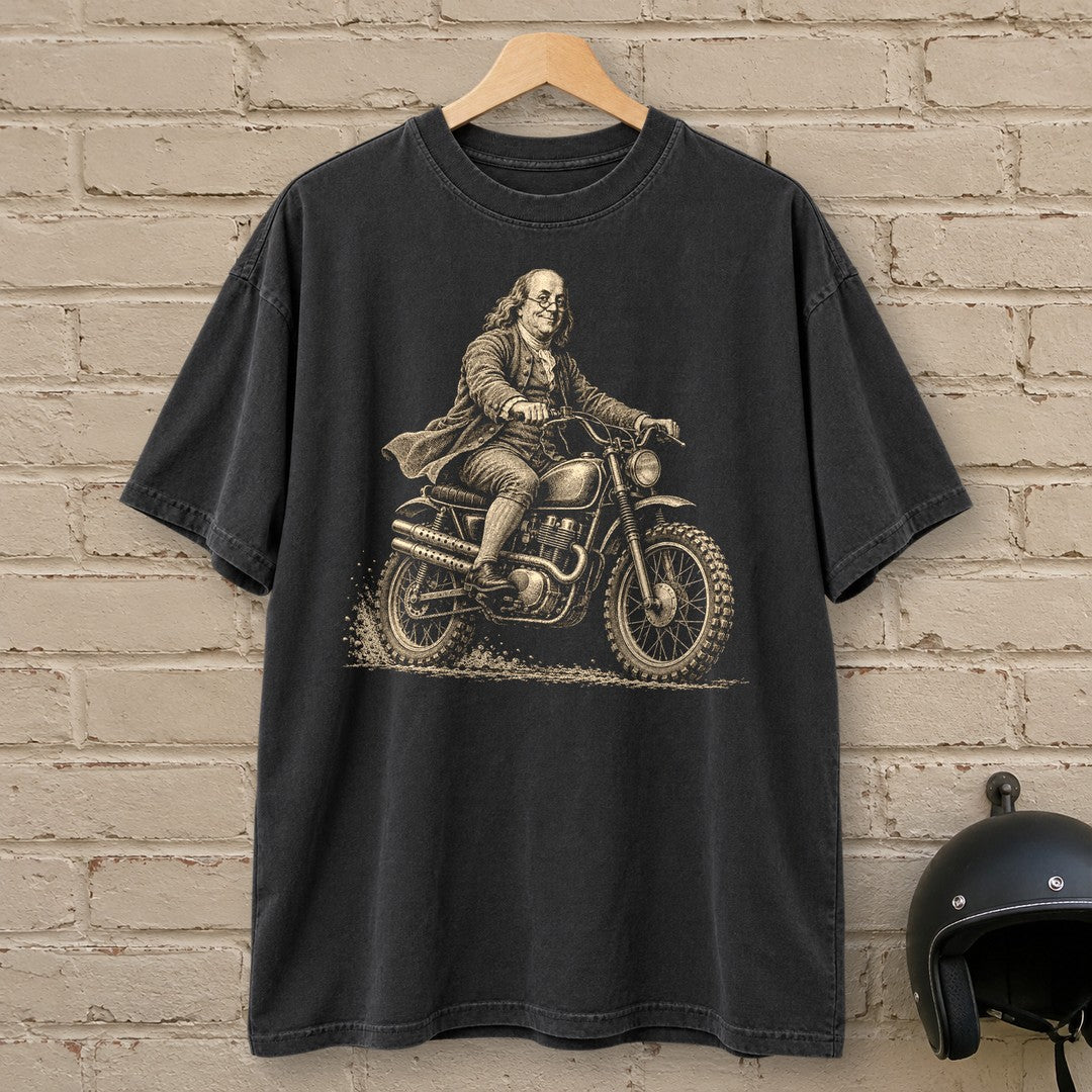 Benjamin Franklin on the Dirt Premium T-Shirt - Black - brick