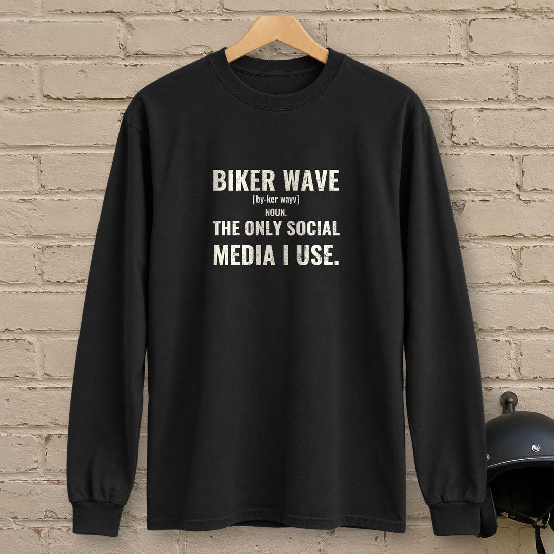 Biker Wave Long Sleeve T-Shirt - Black - brick