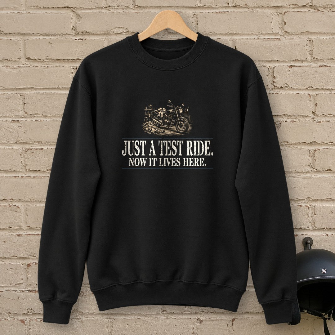 Just A Test Ride Crewneck Sweatshirt - Black - brick