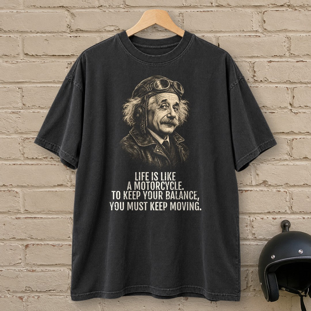 Albert Einstein Keep Moving Premium T-Shirt - Black - brick