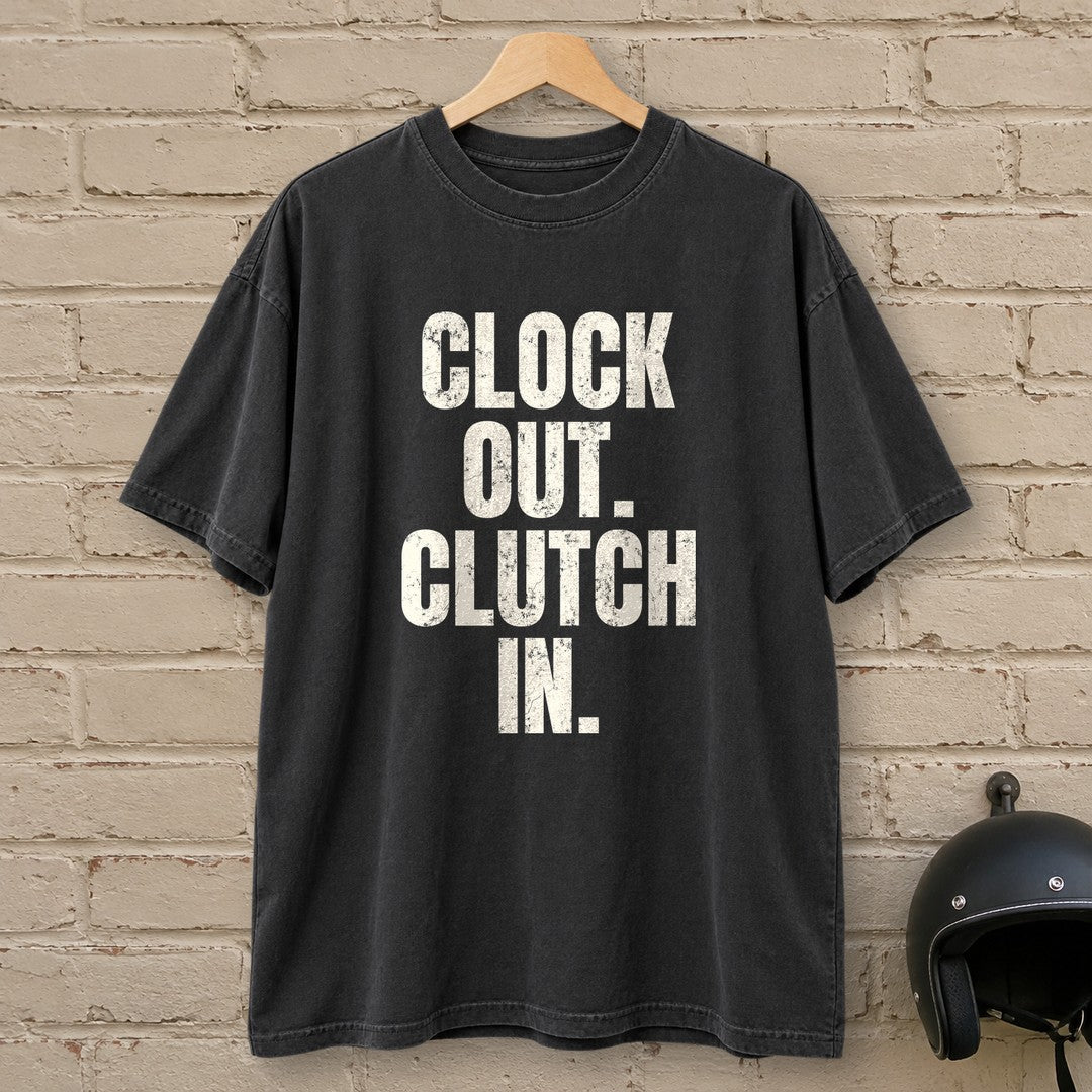 Clock Out Clutch In Premium T-Shirt - Black - brick