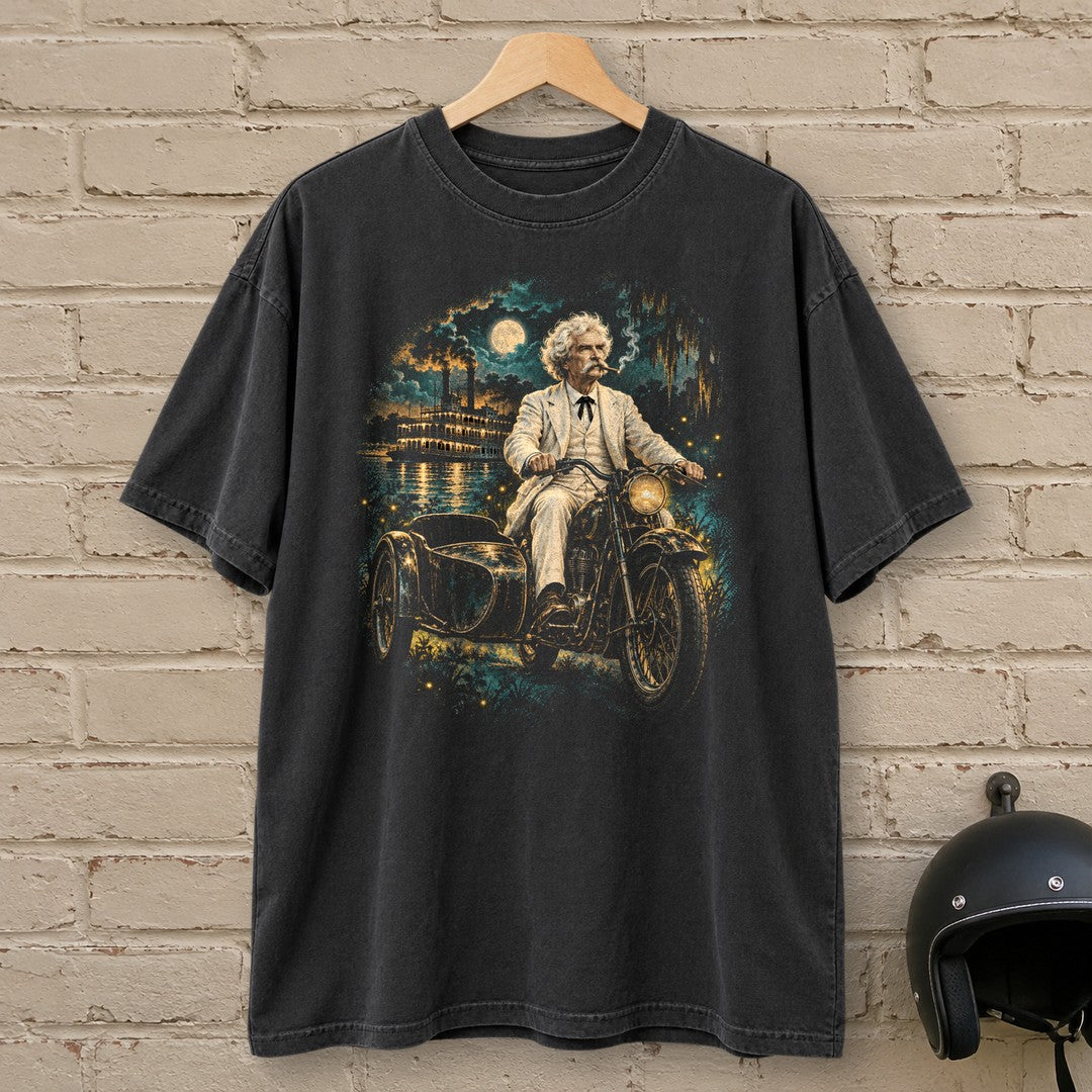 Mark Twain Sidecar Evening Premium T-Shirt - Black - brick