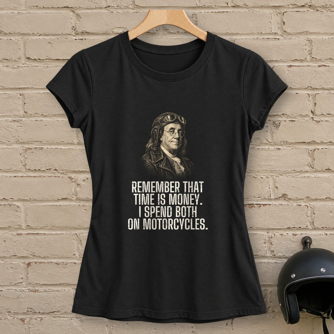 Benjamin Franklin Time Is Money Women's T-Shirt - Black - brick