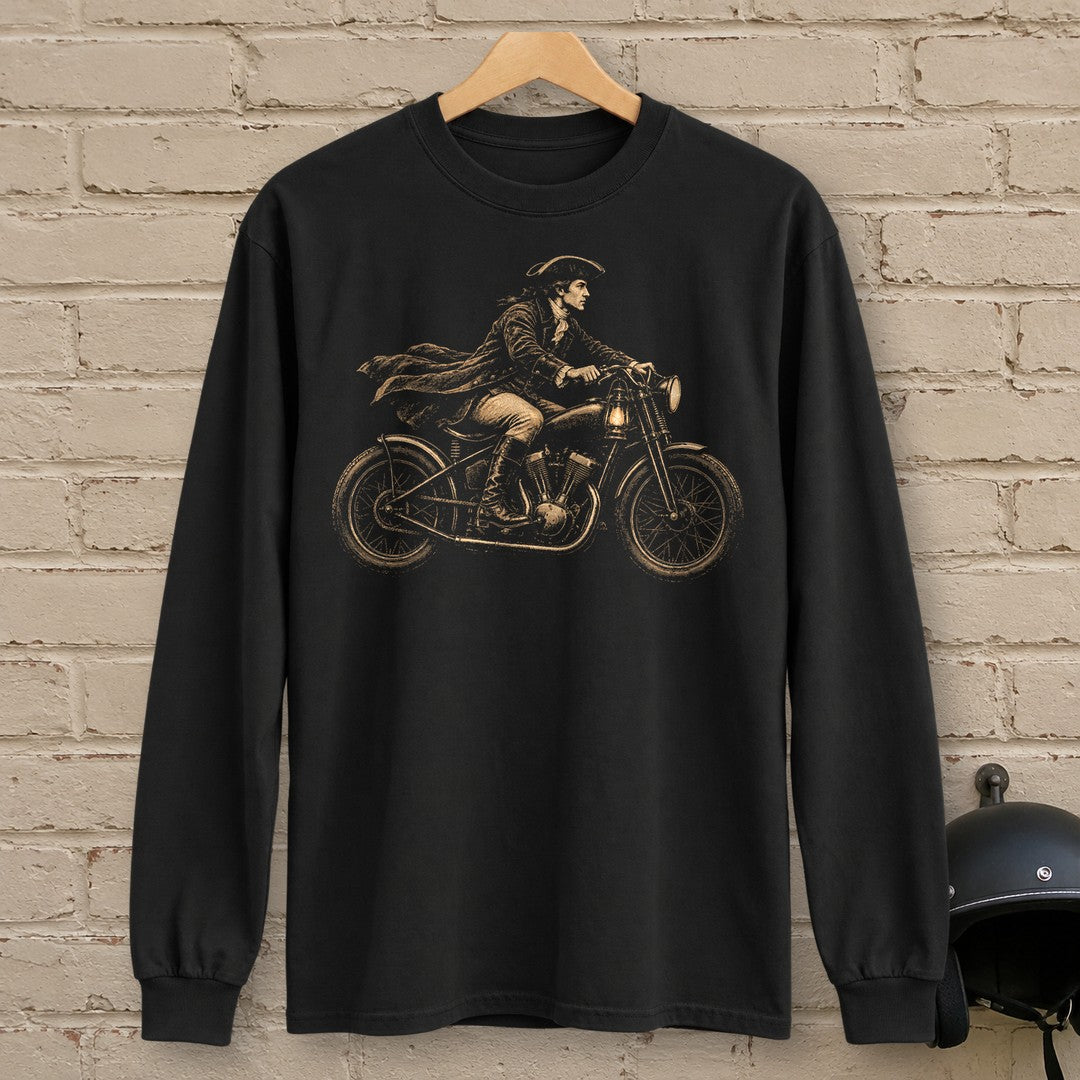 Paul Revere Midnight Ride Long Sleeve T-Shirt - Black - brick