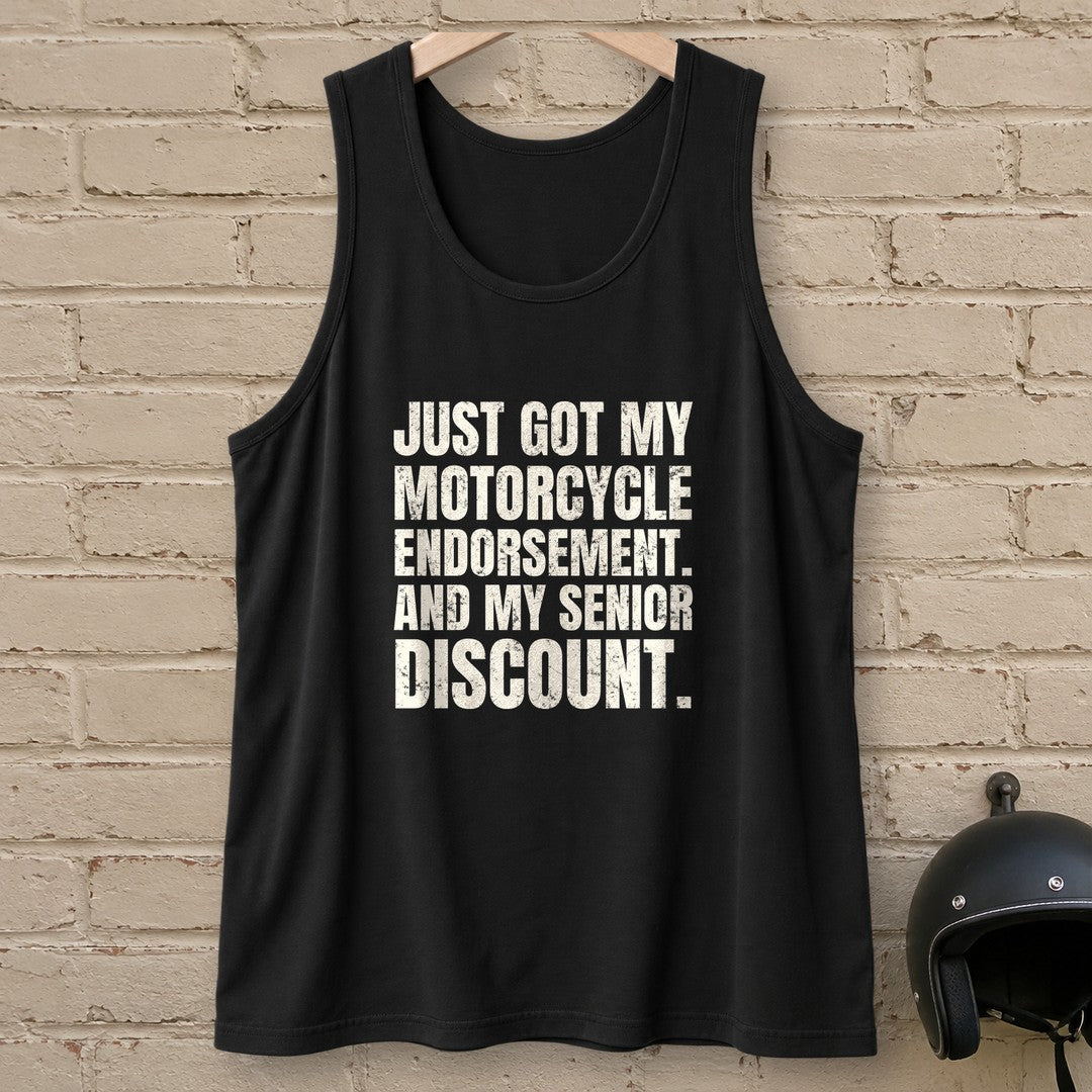Senior Discount Rider Tank Top - Black - brick