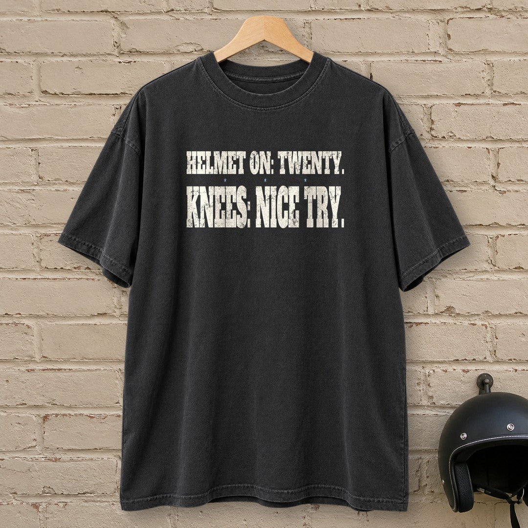 Helmet On Twenty Premium T-Shirt - Black - brick