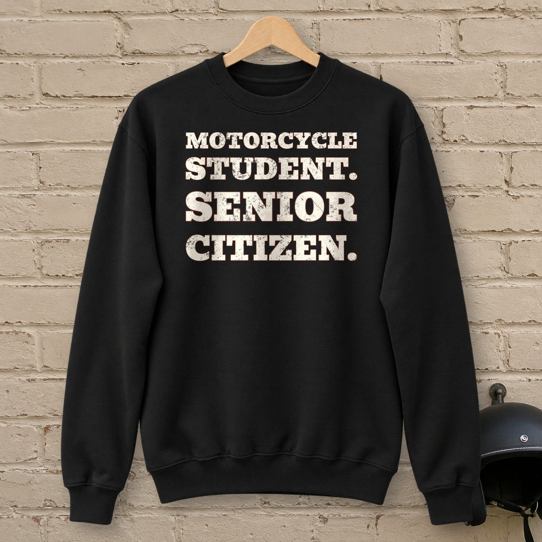Motorcycle Student Crewneck Sweatshirt - Black - brick