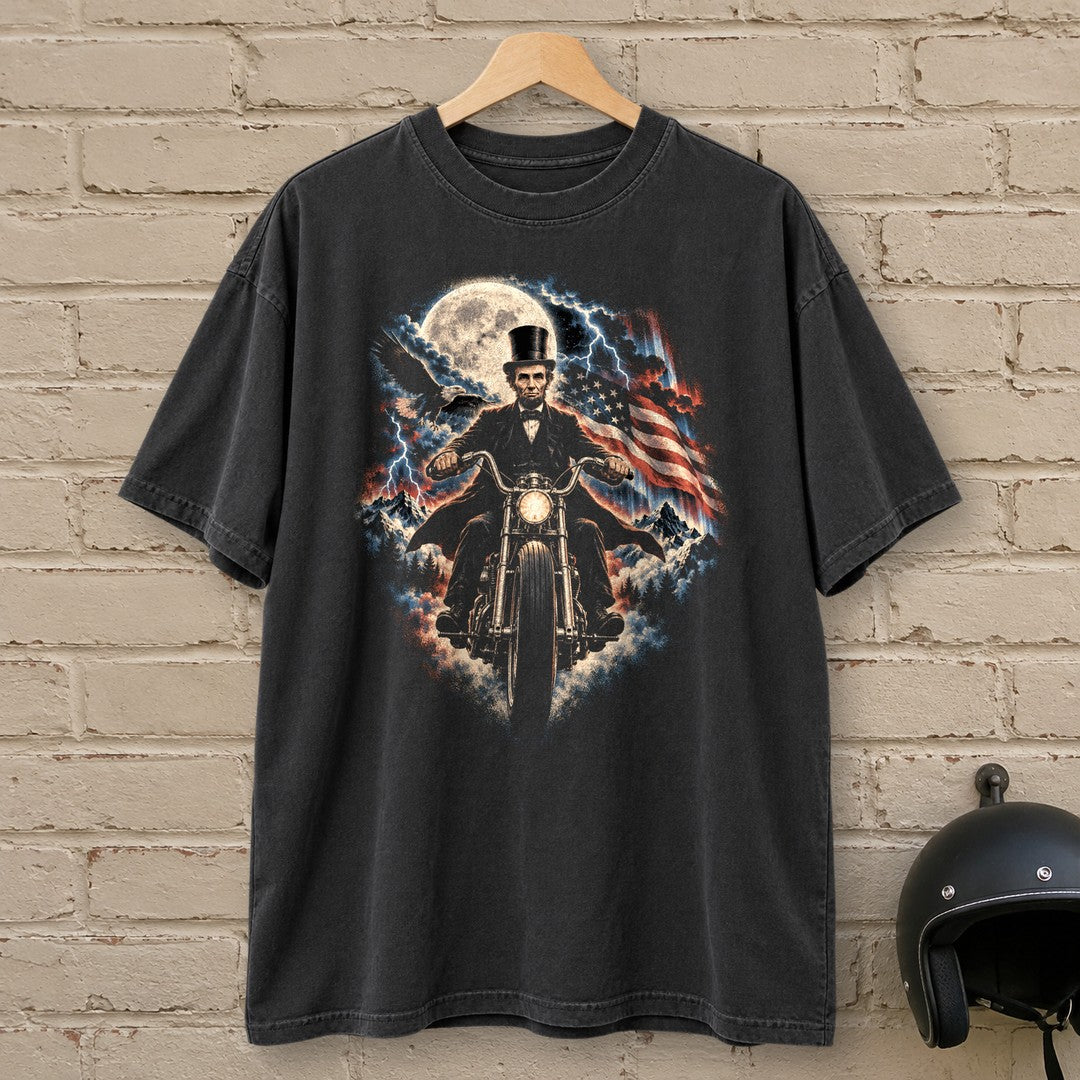 Abraham Lincoln Moonlight Ride Premium T-Shirt - Black - brick