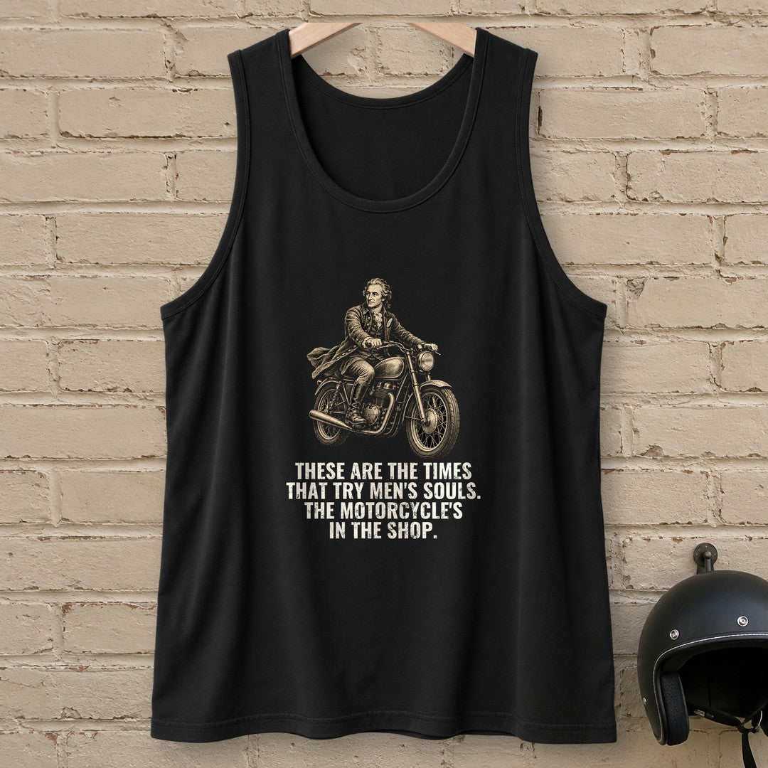 Thomas Paine Bike in the Shop Tank Top - Black - brick