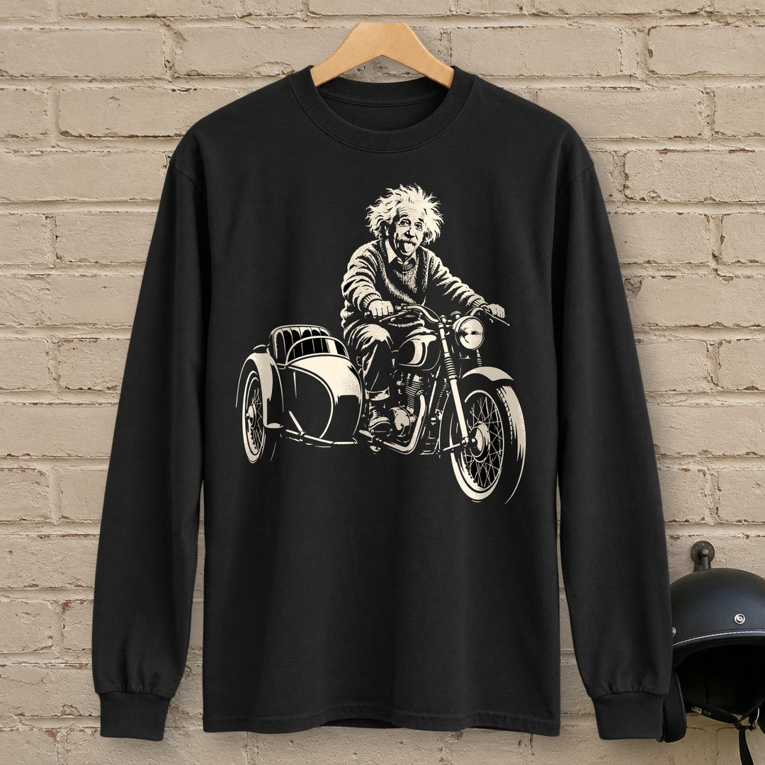 Albert Einstein Sidecar Long Sleeve T-Shirt - Black - brick