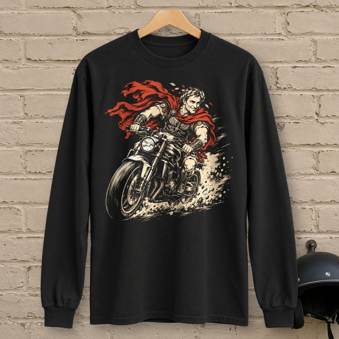 Julius Caesar Rides Long Sleeve T-Shirt - Black - brick