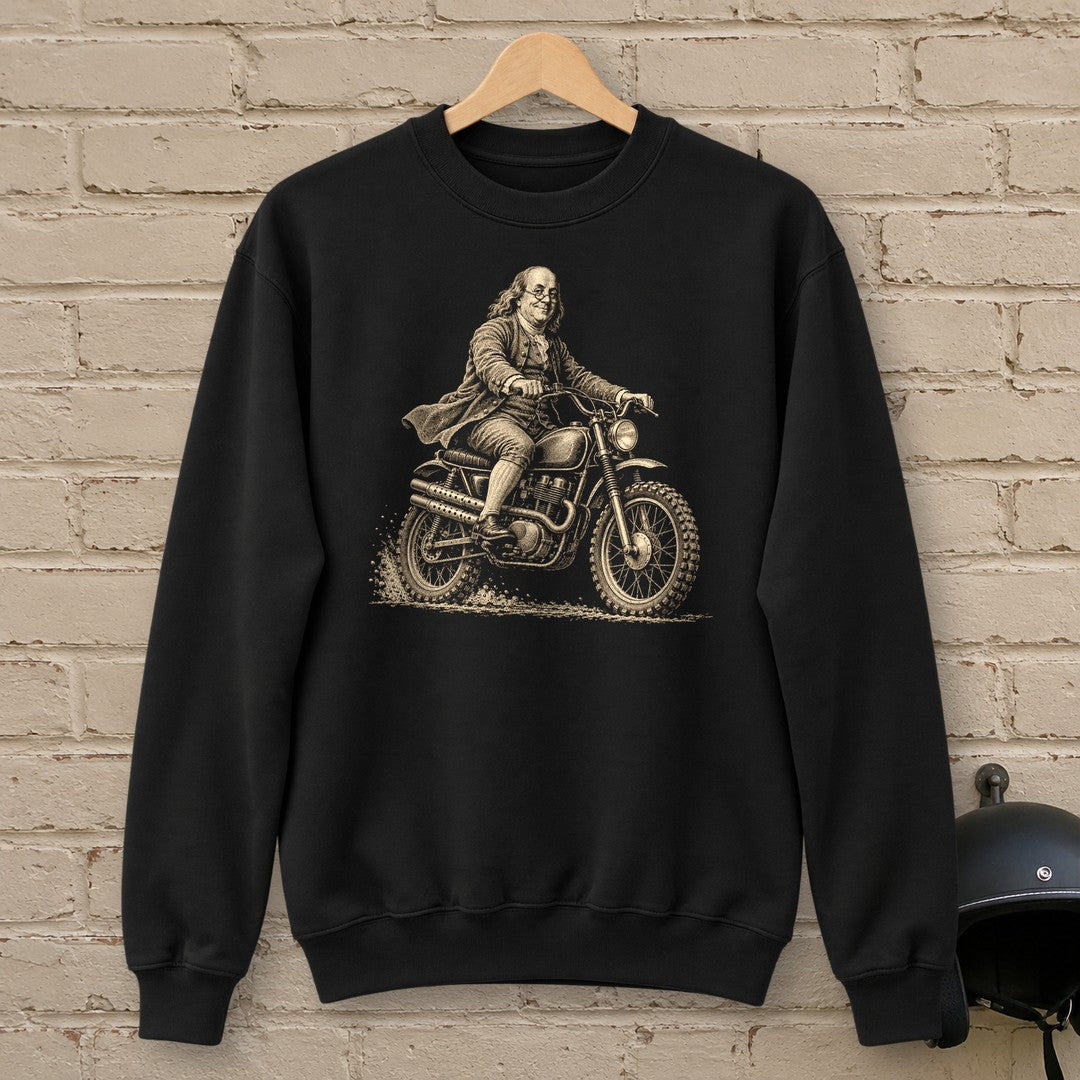 Benjamin Franklin on the Dirt Crewneck Sweatshirt - Black - brick