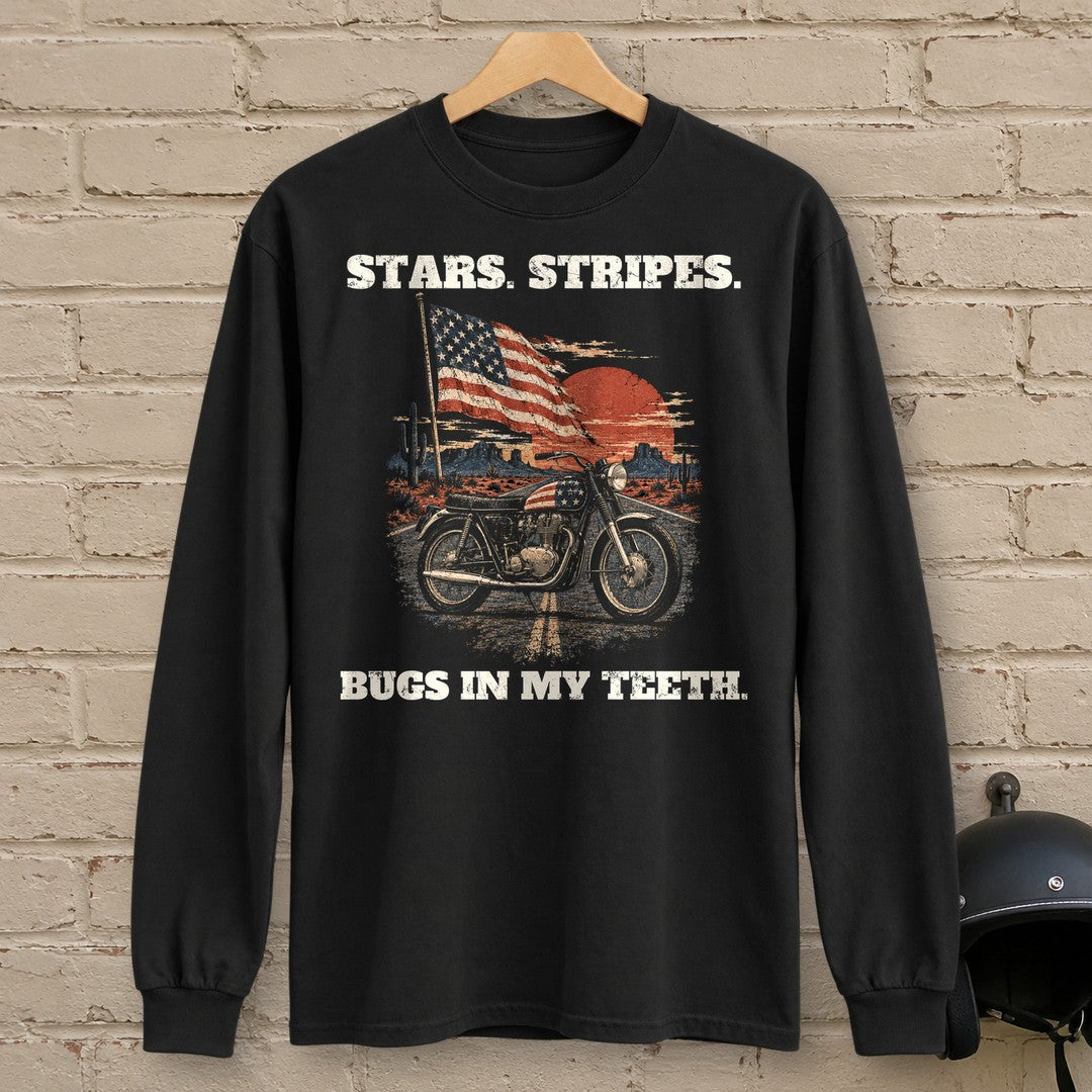 Bugs in My Teeth Long Sleeve T-Shirt - Black - brick