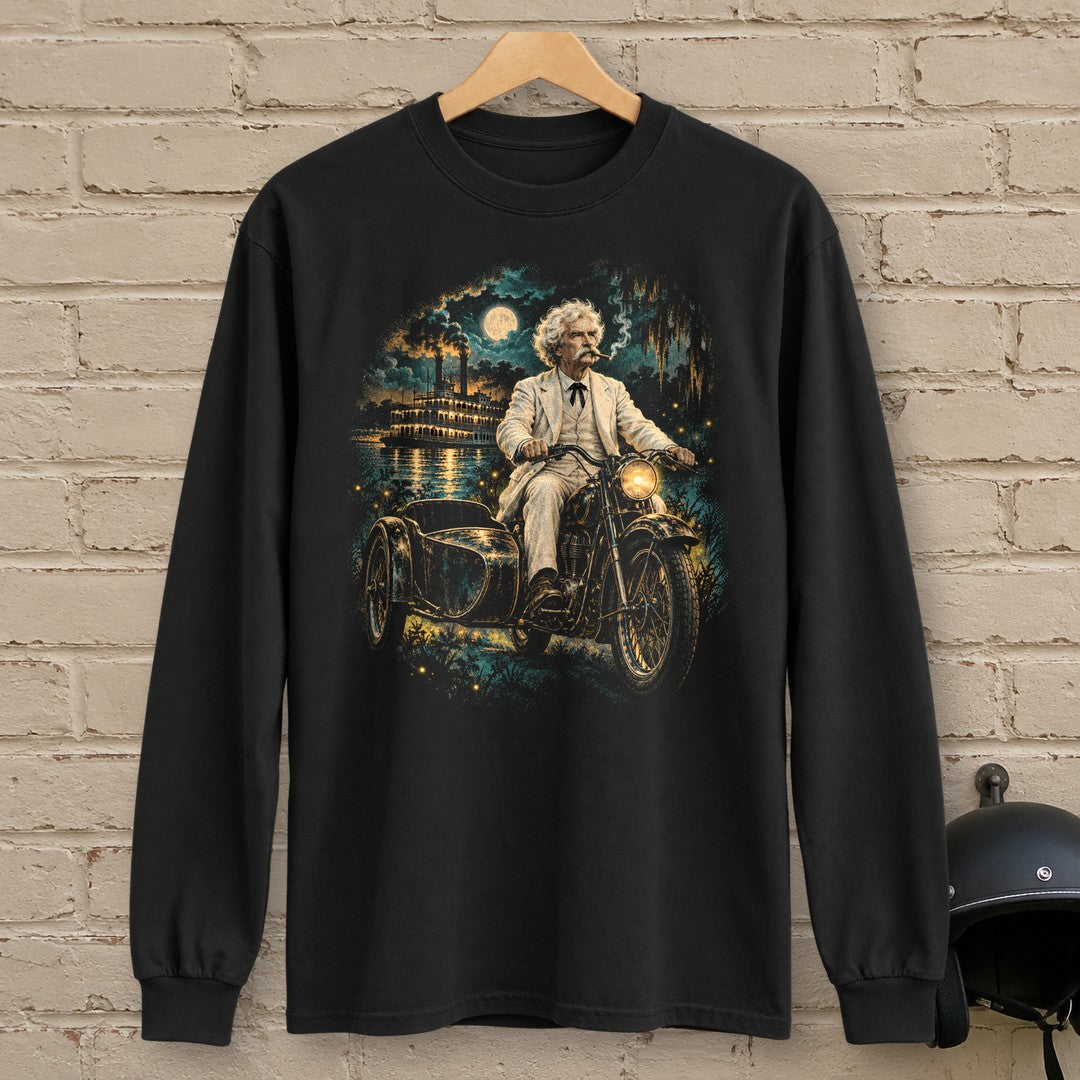 Mark Twain Sidecar Evening Long Sleeve T-Shirt - Black - brick