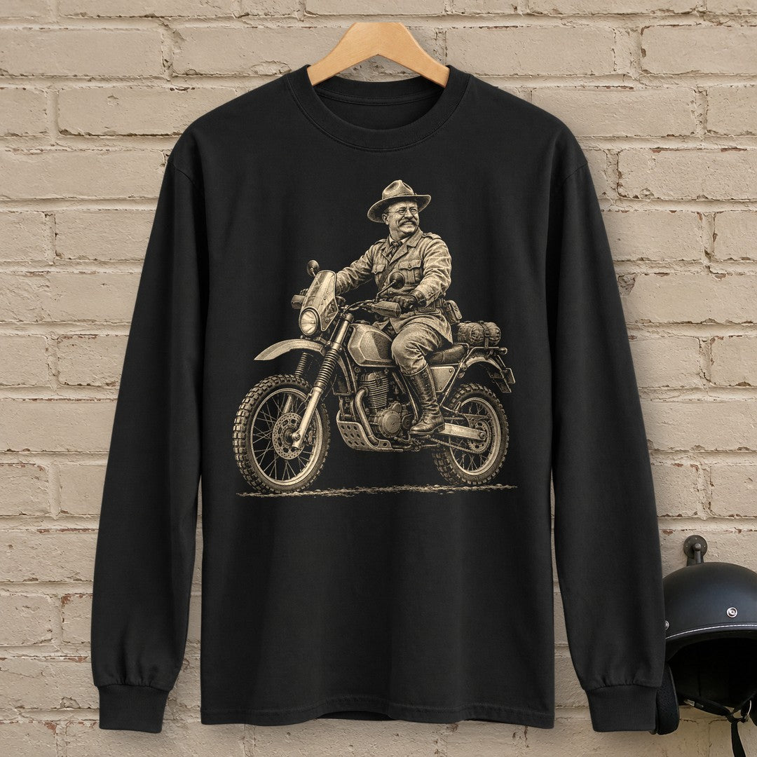 Theodore Roosevelt Rough Rider Long Sleeve T-Shirt - Black - brick