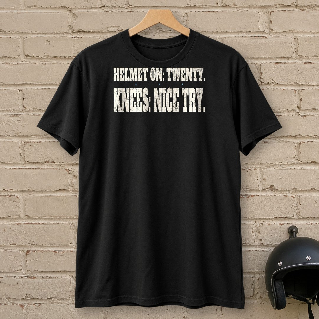 Helmet On Twenty T-Shirt - Black - brick