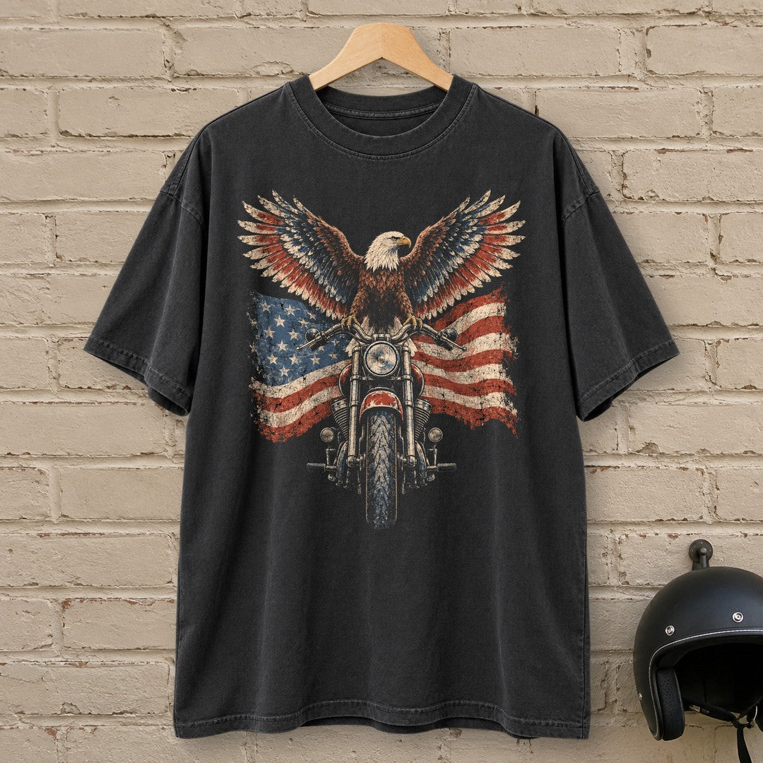 Eagle on the Handlebars Premium T-Shirt - Black - brick
