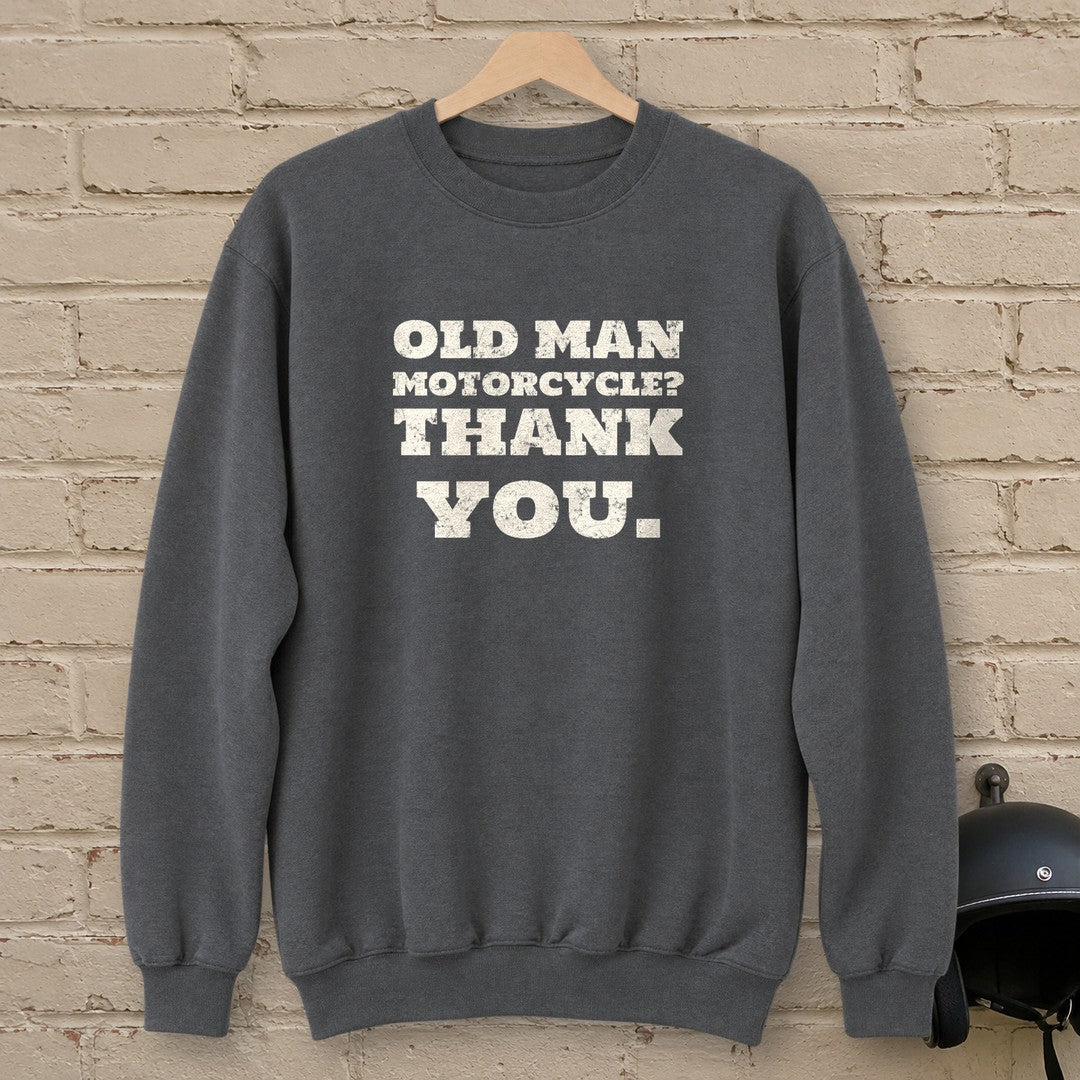 Old Man Motorcycle Crewneck Sweatshirt - Charcoal - brick