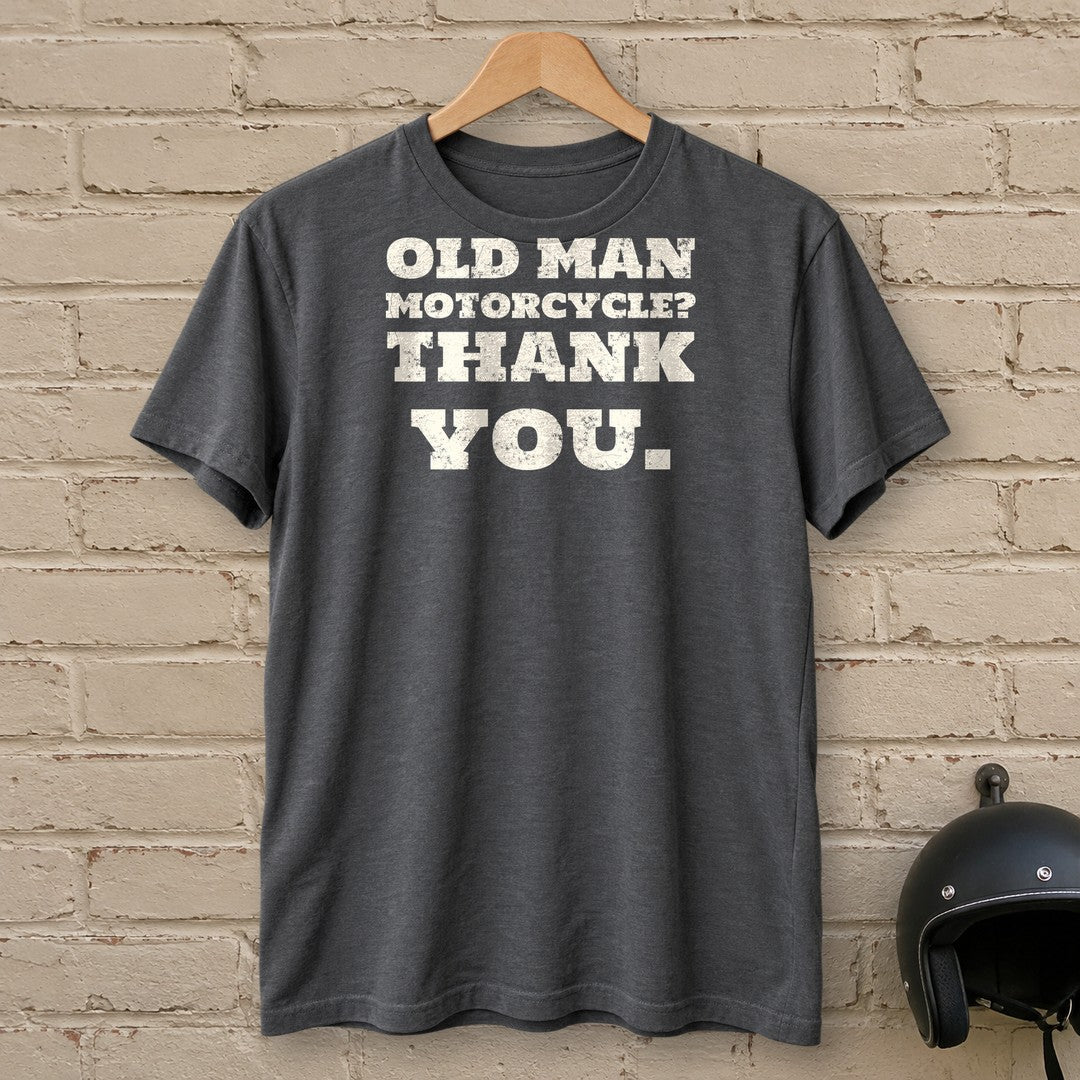 Old Man Motorcycle T-Shirt - Charcoal - brick