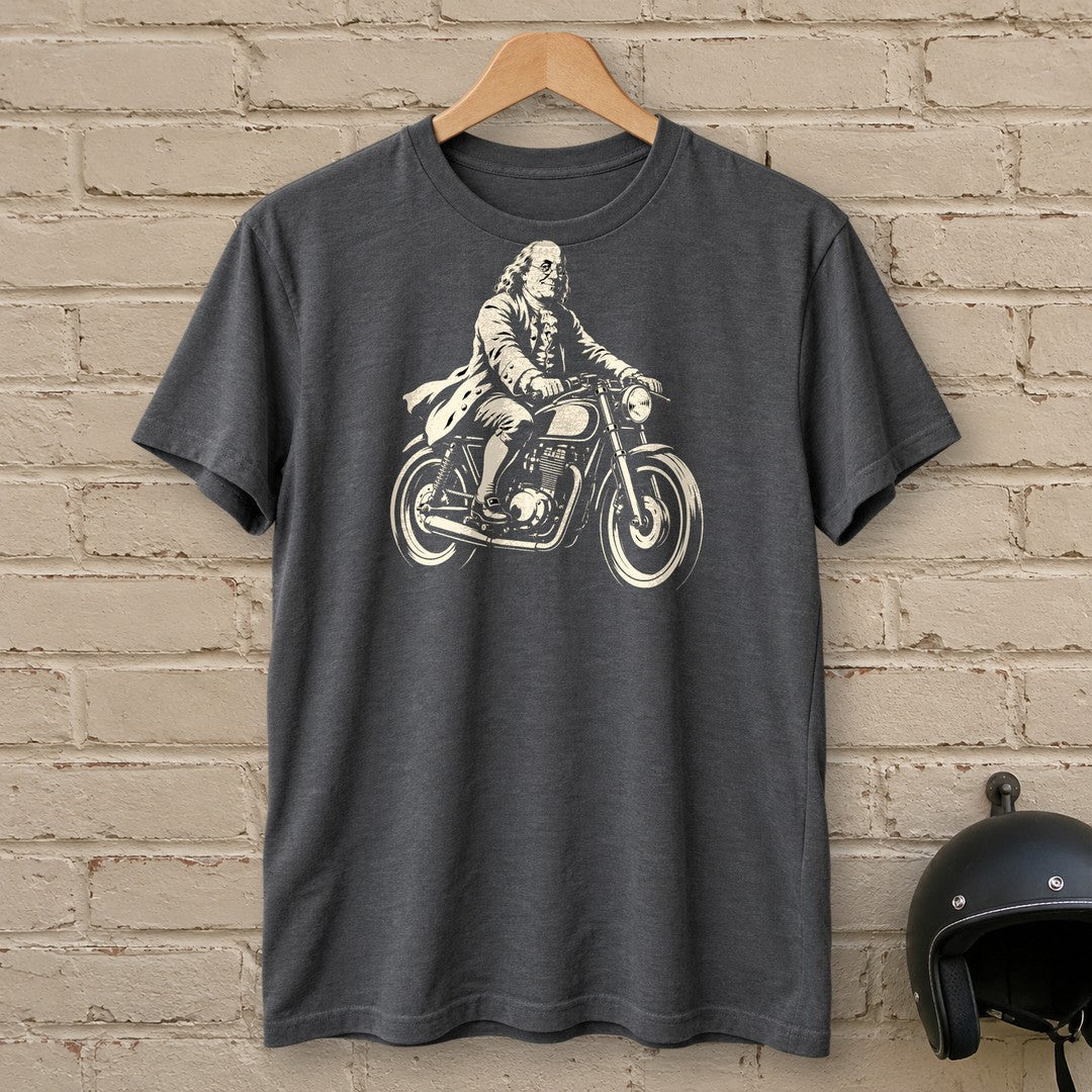Benjamin Franklin Cafe Racer T-Shirt - Charcoal - brick