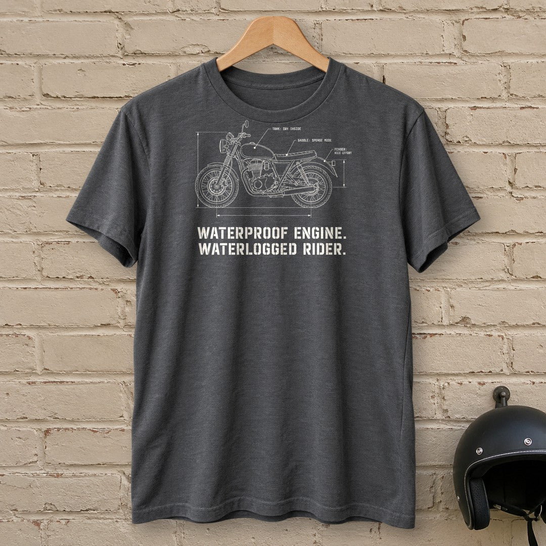 Waterproof Engine Blueprint T-Shirt - Charcoal - brick