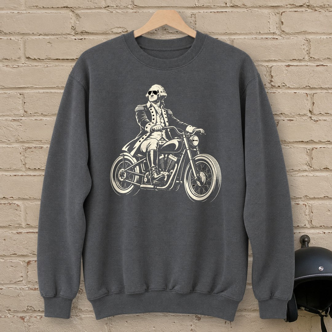 George Washington Bobber Shades Crewneck Sweatshirt - Charcoal - brick